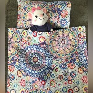 Handmade Floral Quilt & Pillow Set for 18” Doll